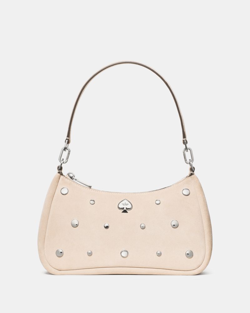 KateSpade Kayla Suede Studs Small Convertible Shoulder Bag Milk Glass
