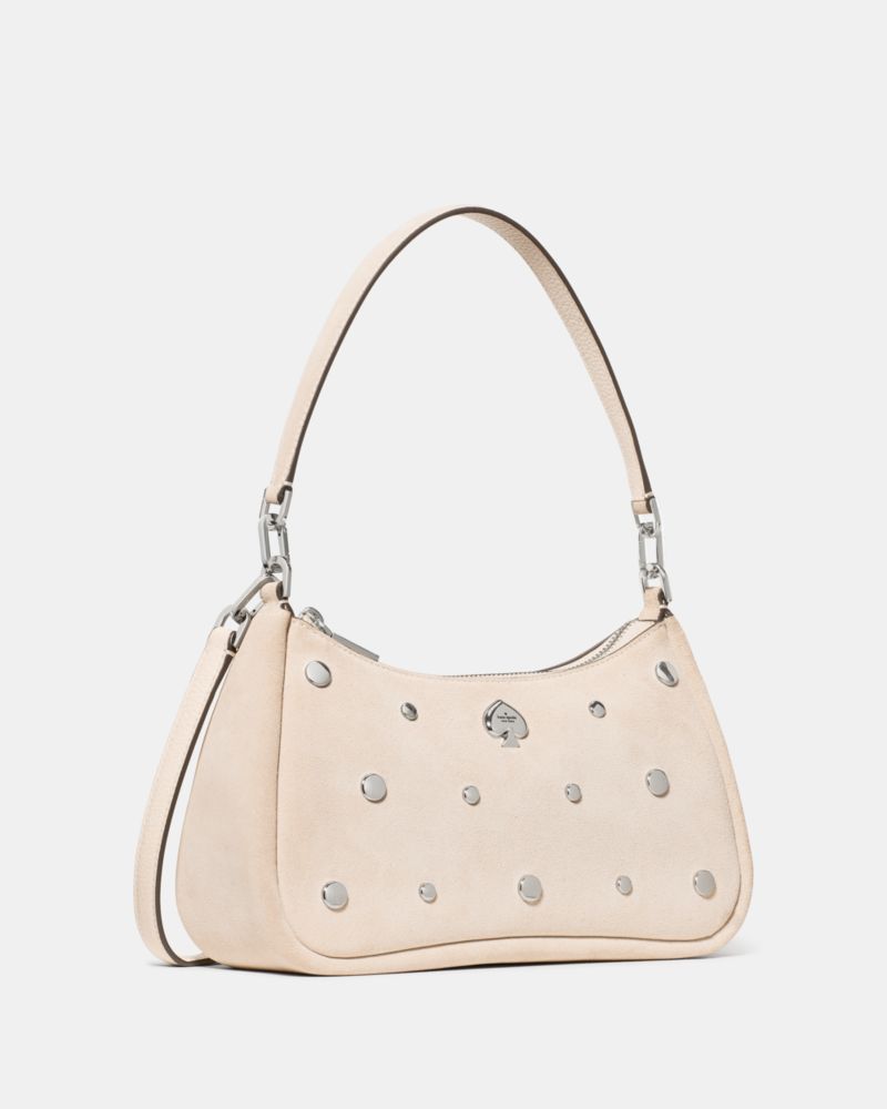KateSpade Kayla Suede Studs Small Convertible Shoulder Bag Milk Glass
