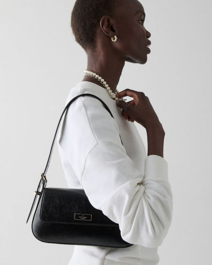 KateSpade Bridget Shiny Leather Small Flap Shoulder Black