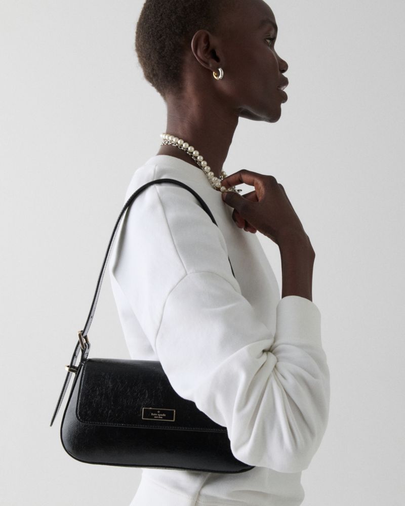 KateSpade Bridget Shiny Leather Small Flap Shoulder Black