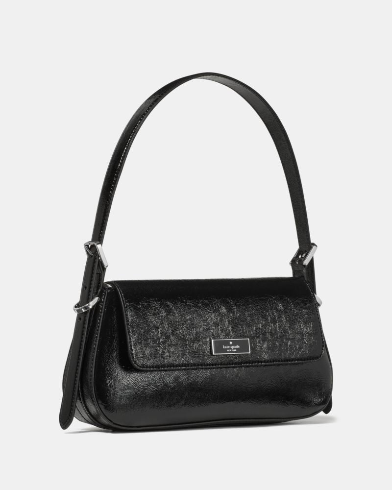 KateSpade Bridget Shiny Leather Small Flap Shoulder Black