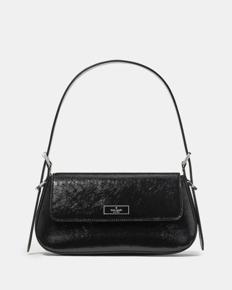 KateSpade Bridget Shiny Leather Small Flap Shoulder Black
