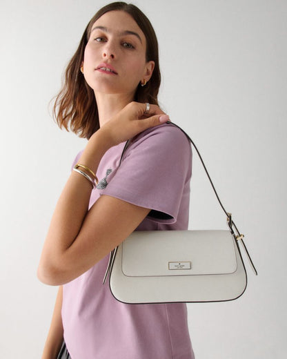 KateSpade Bridget Shiny Leather Small Flap Shoulder Meringue
