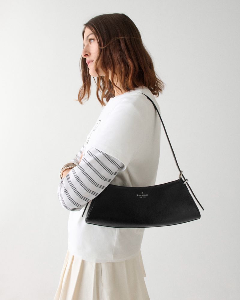 KateSpade Frankie Textured Patent Leather Small East West Shoulder Black