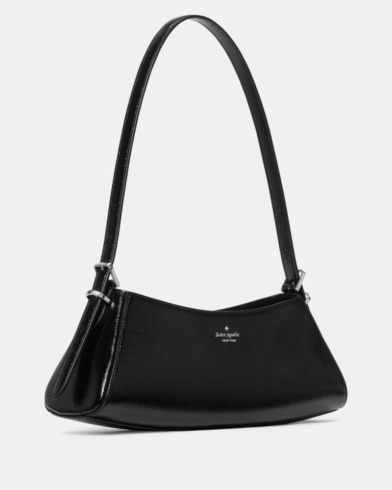 KateSpade Frankie Textured Patent Leather Small East West Shoulder Black