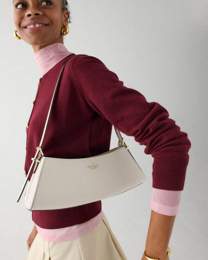 KateSpade Frankie Textured Patent Leather Small East West Shoulder Meringue