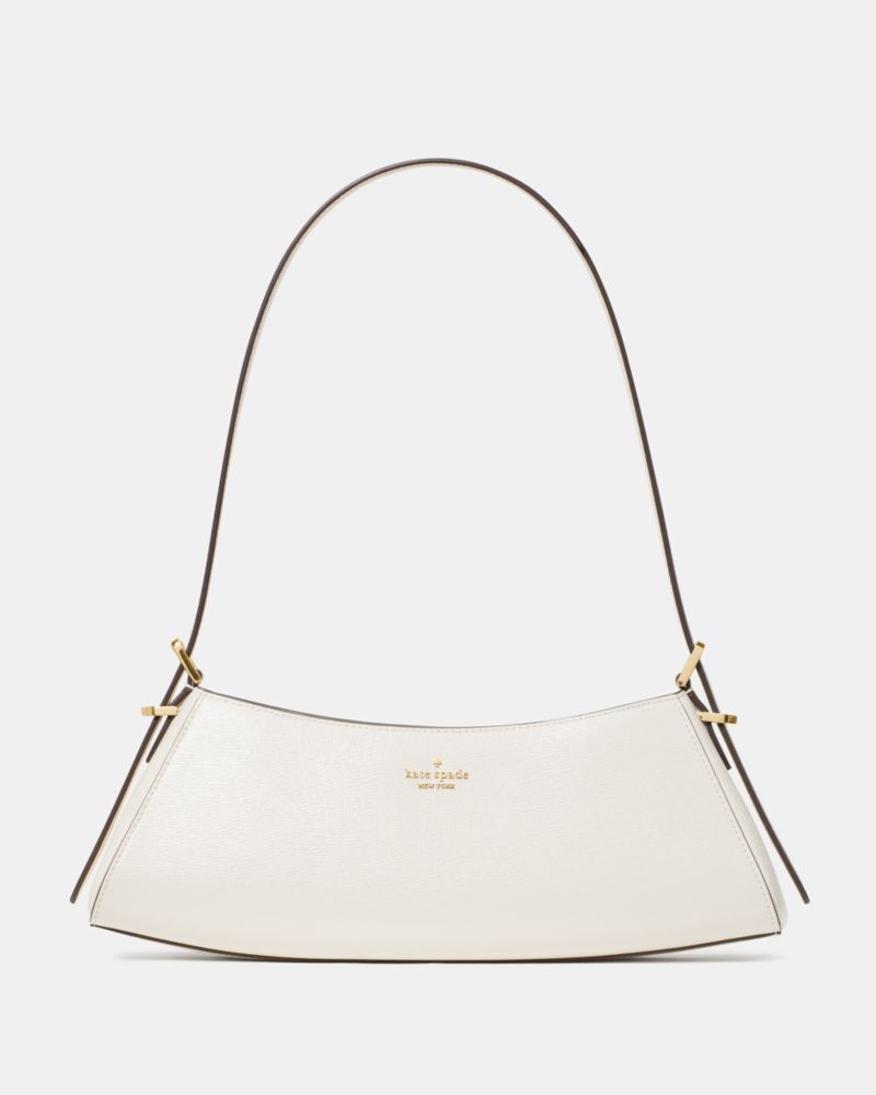 KateSpade Frankie Textured Patent Leather Small East West Shoulder Meringue
