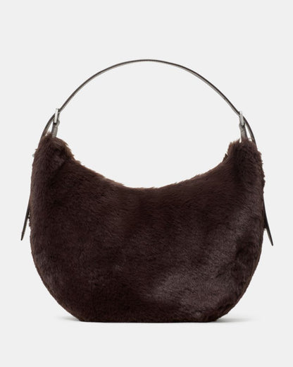 KateSpade Nova Faux Fur Large Crescent Shoulder Bag Hot Fudge