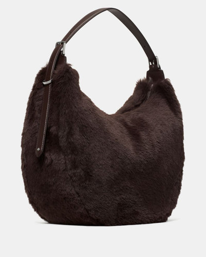 KateSpade Nova Faux Fur Large Crescent Shoulder Bag Hot Fudge