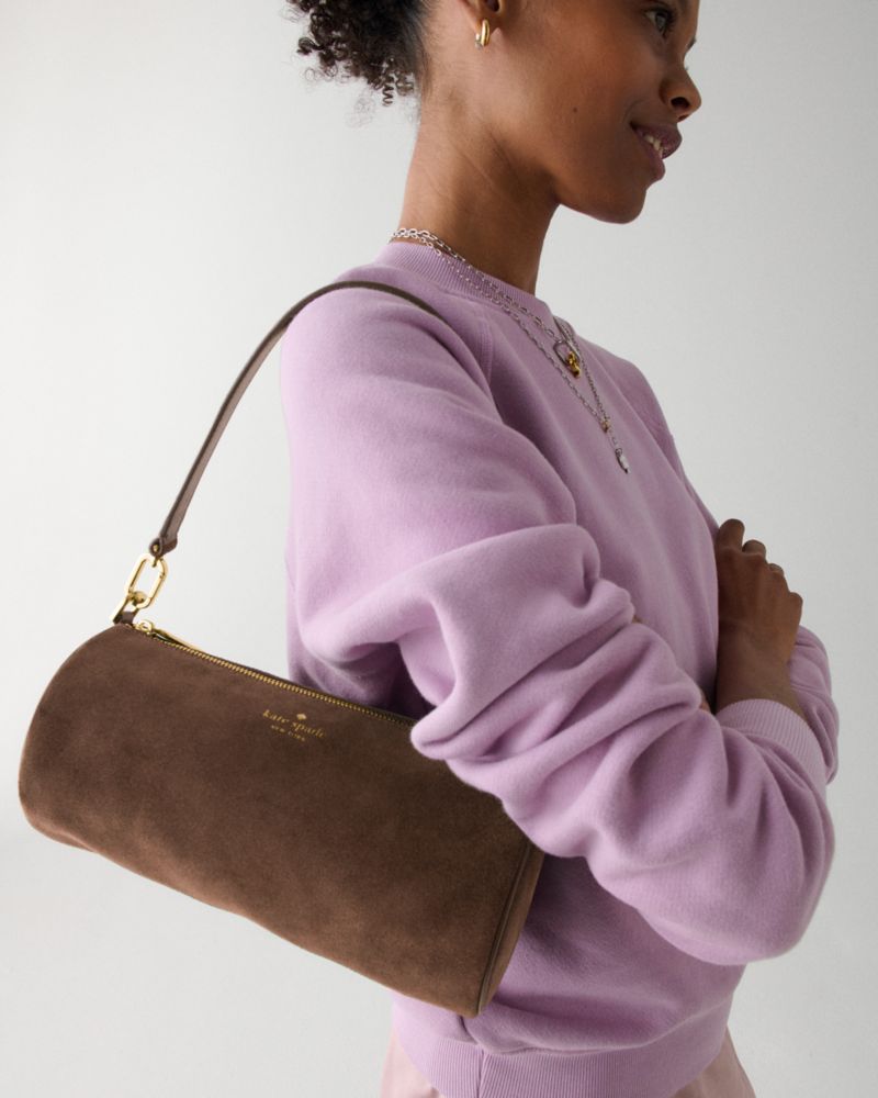 KateSpade Roulette Suede Medium Shoulder Bag Hot Fudge