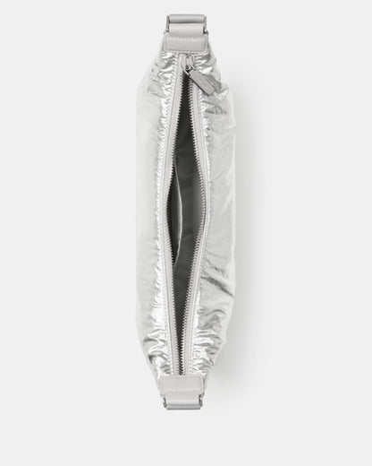 KateSpade Carter Metallic Fabric Sling Bag Silver