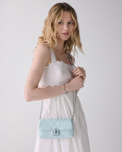 KateSpade Carey Quilted Small Flap Crossbody Crisp Sky