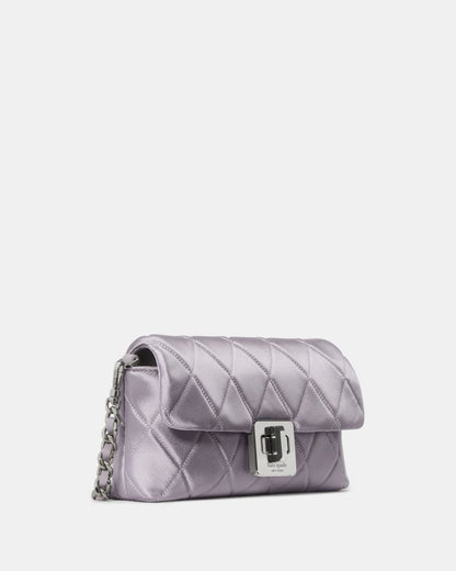 KateSpade Carey Quilted Satin Mini Crossbody Gravel Grey