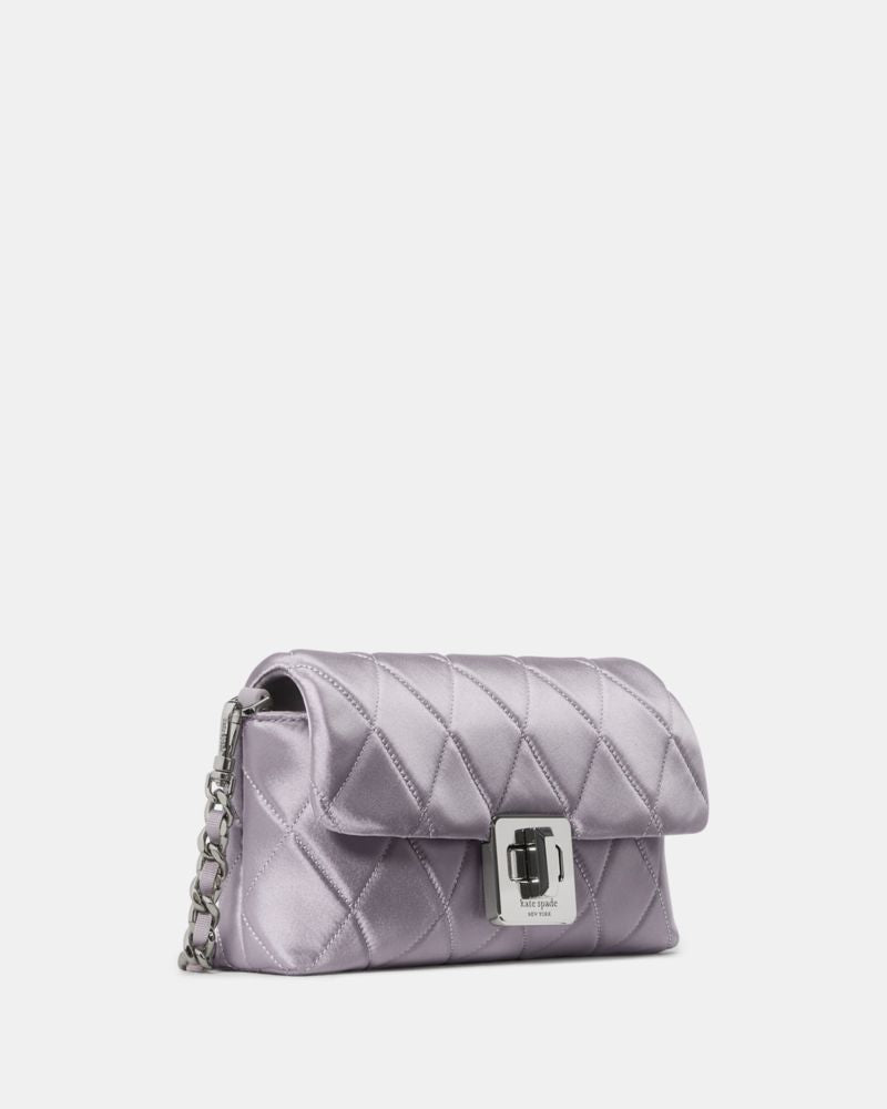 KateSpade Carey Quilted Satin Mini Crossbody Gravel Grey