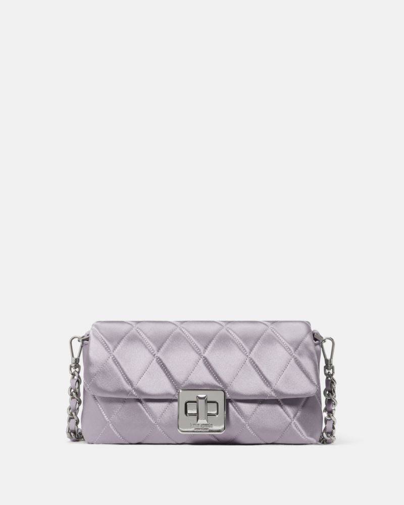 KateSpade Carey Quilted Satin Mini Crossbody Gravel Grey