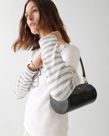 KateSpade Roulette Glazed Leather Medium Shoulder Bag Black