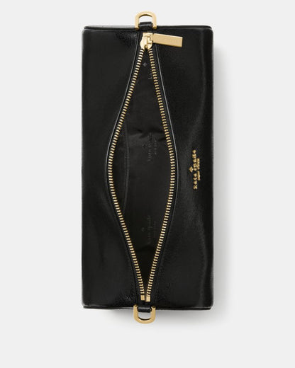 KateSpade Roulette Glazed Leather Medium Shoulder Bag Black