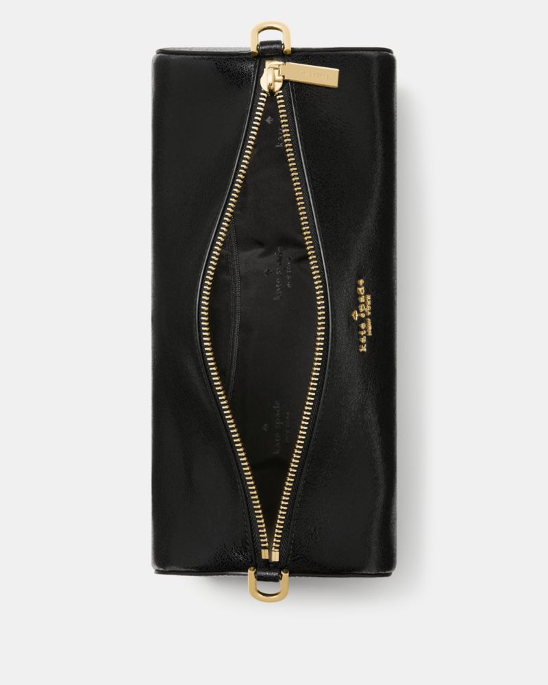 KateSpade Roulette Glazed Leather Medium Shoulder Bag Black