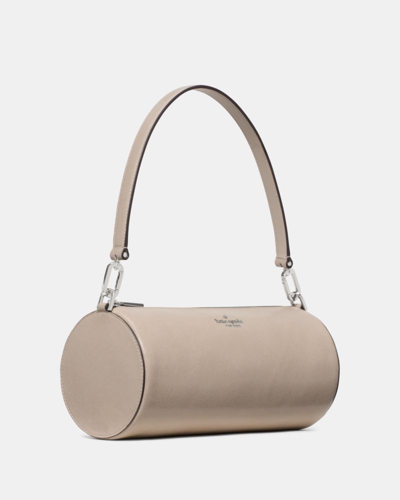 KateSpade Roulette Glazed Leather Medium Shoulder Bag Quartz Pebble