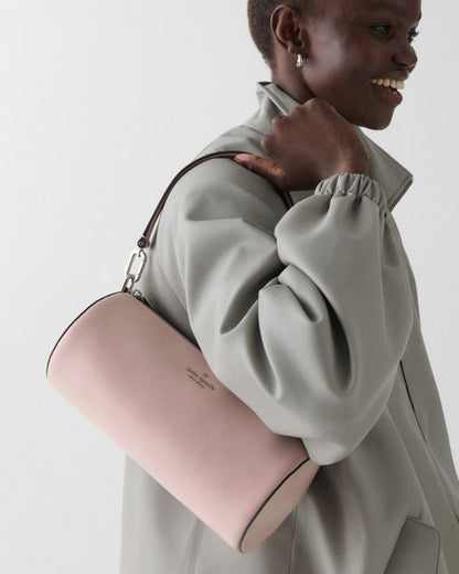 KateSpade Roulette Glazed Leather Medium Shoulder Bag Tutu Pink