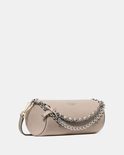 KateSpade Roulette Glazed Leather Mini Convertible Bag Quartz Pebble