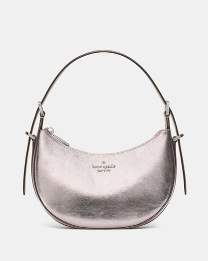 KateSpade Nova Crinkle Metallic Small Crescent Shoulder Bag Lilac Moonlight