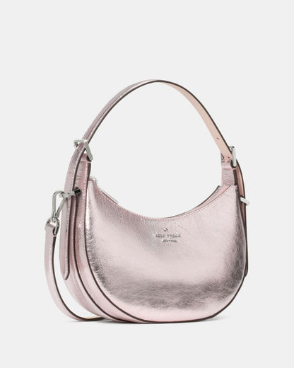 KateSpade Nova Crinkle Metallic Small Crescent Shoulder Bag Lilac Moonlight