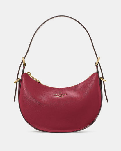 KateSpade Nova Textured Patent Leather Small Crescent Shoulder Bag Red Jam