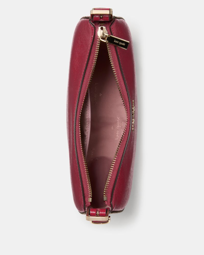 KateSpade Nova Textured Patent Leather Small Crescent Shoulder Bag Red Jam