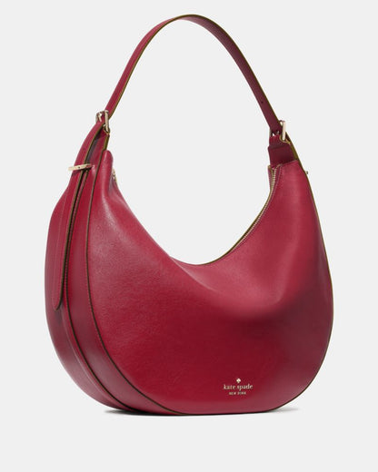 KateSpade Nova Smooth Leather Large Crescent Shoulder Bag Red Jam