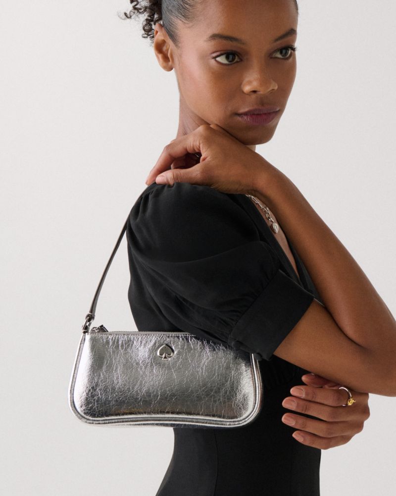 KateSpade Kayla Metallic Convertible Wristlet Silver