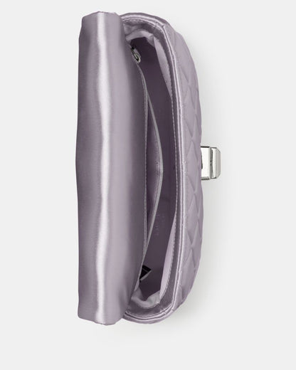 KateSpade Carey Quilted Satin Small Flap Crossbody Gravel Grey