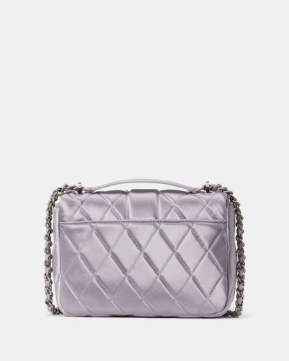 KateSpade Carey Quilted Satin Small Flap Crossbody Gravel Grey