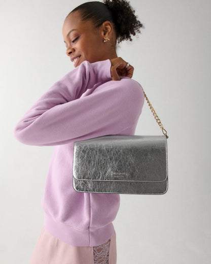 KateSpade Madison Willow Medium Convertible Crossbody Silver