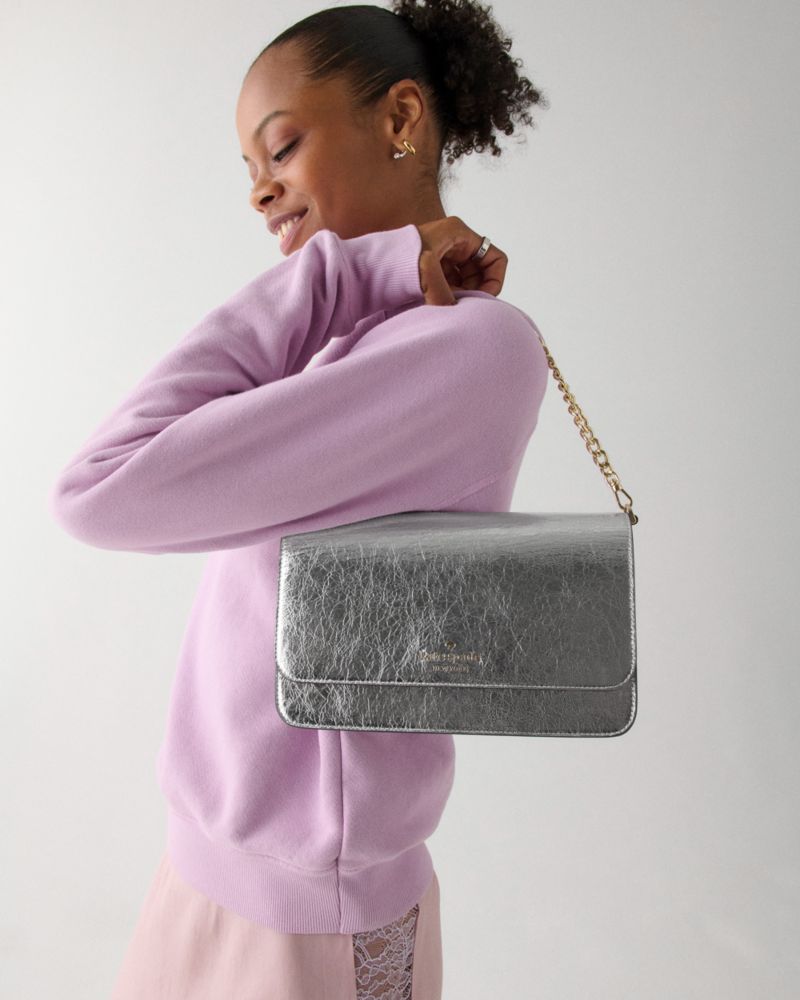 KateSpade Madison Willow Medium Convertible Crossbody Silver