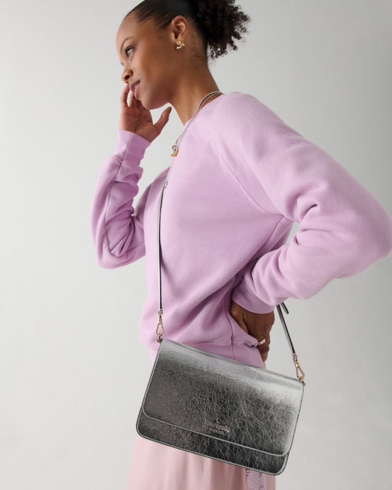 KateSpade Madison Willow Medium Convertible Crossbody Silver