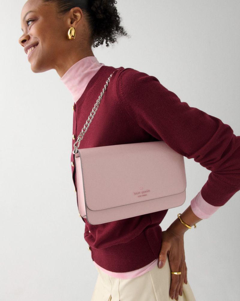 KateSpade Madison Textured Patent Leather Willow Medium Convertible Crossbody Tutu Pink