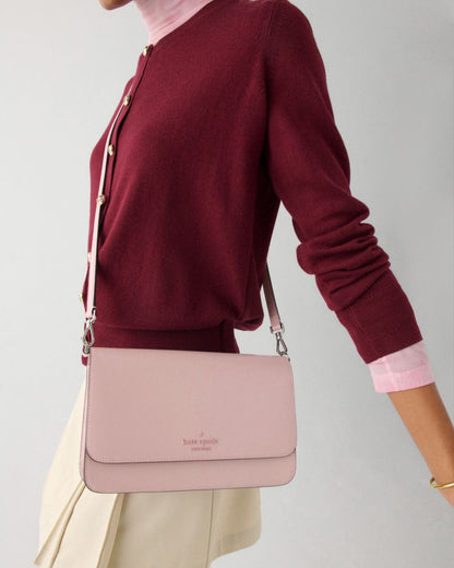 KateSpade Madison Textured Patent Leather Willow Medium Convertible Crossbody Tutu Pink