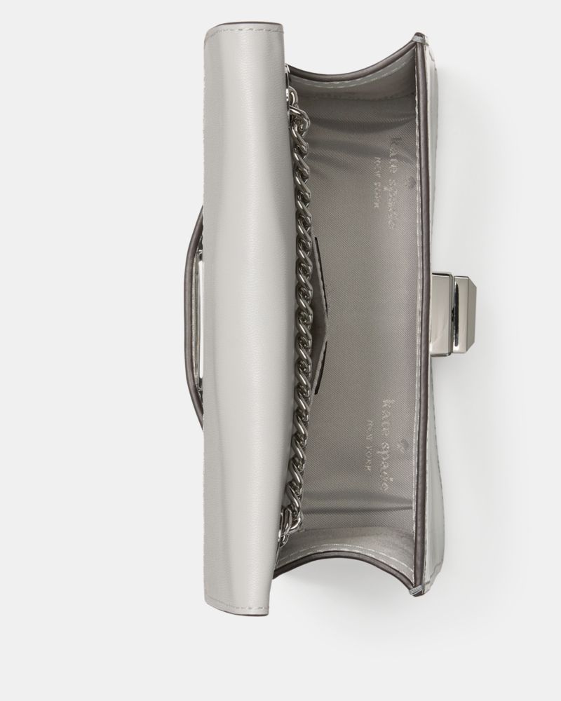 KateSpade Phoebe Mirror Metallic Turnlock Mini Flap Crossbody Silver