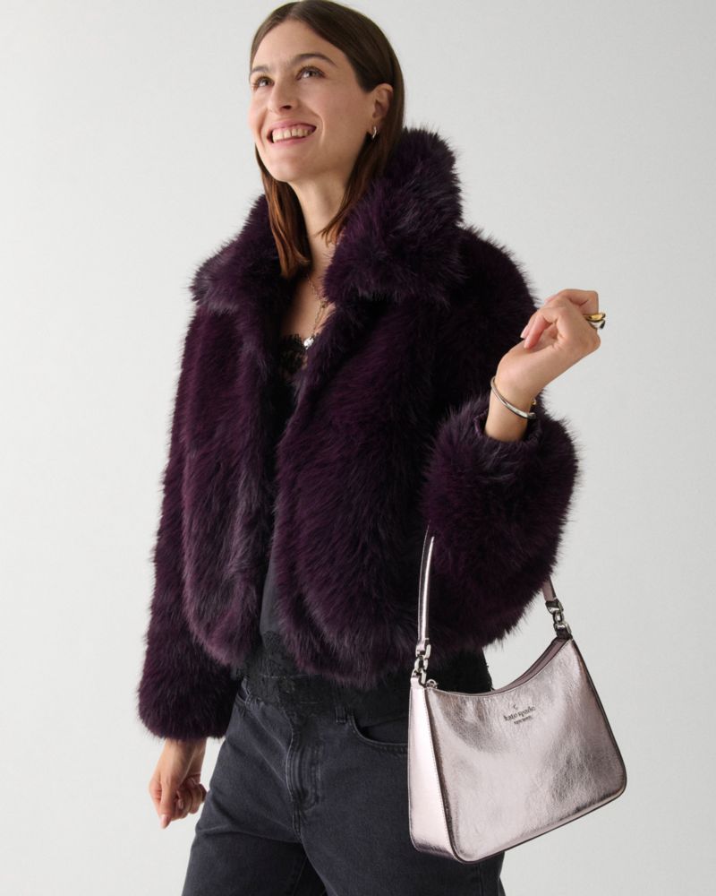 KateSpade Margot Crinkle Metallic Convertible Shoulder Bag Lilac Moonlight