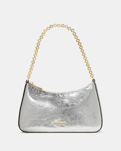 KateSpade Margot Crinkle Metallic Convertible Crossbody Silver