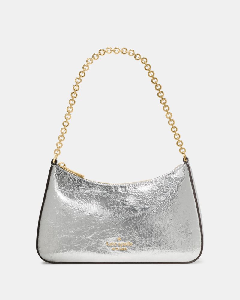 KateSpade Margot Crinkle Metallic Convertible Crossbody Silver