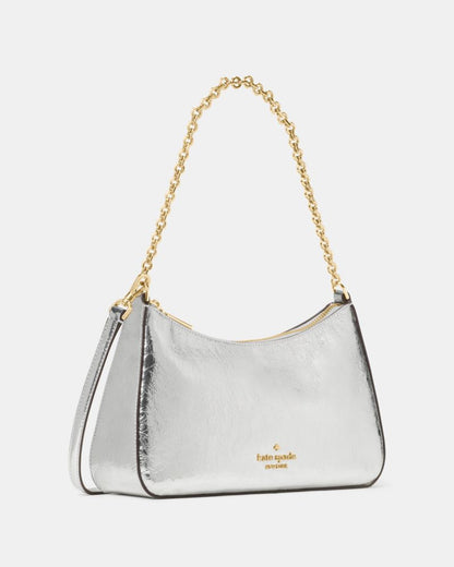 KateSpade Margot Crinkle Metallic Convertible Crossbody Silver
