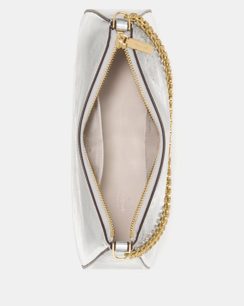 KateSpade Margot Crinkle Metallic Convertible Crossbody Silver