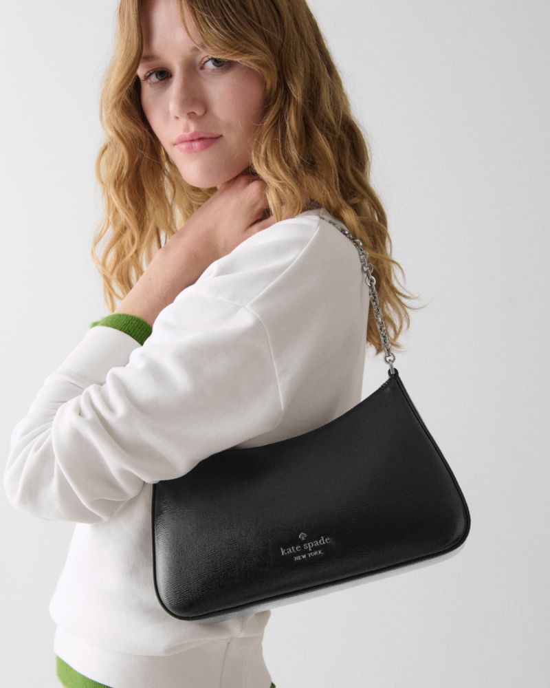 KateSpade Margot Textured Patent Leather Convertible Crossbody Black