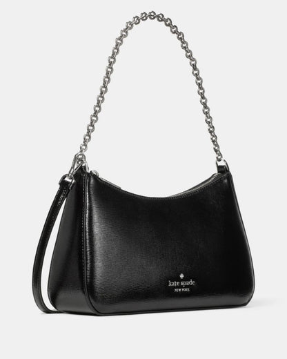 KateSpade Margot Textured Patent Leather Convertible Crossbody Black