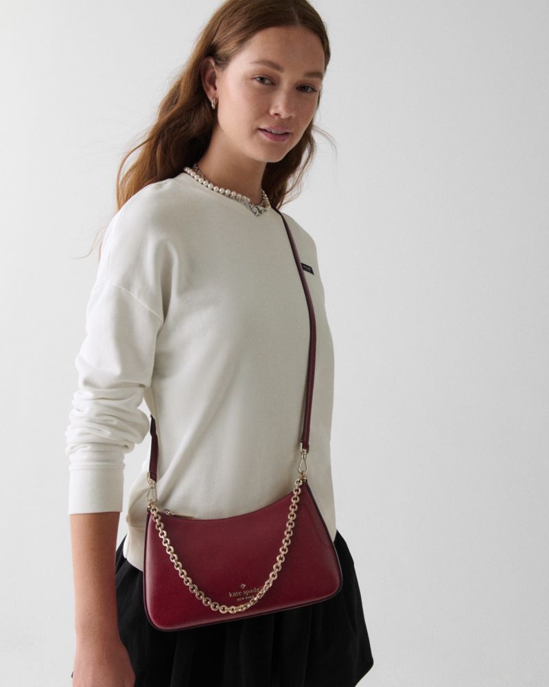 KateSpade Margot Textured Patent Leather Convertible Crossbody Red Jam