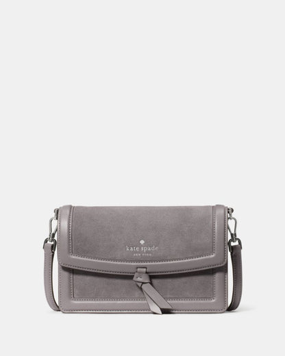 KateSpade Knott Suede Mini Flap Crossbody Hare Grey