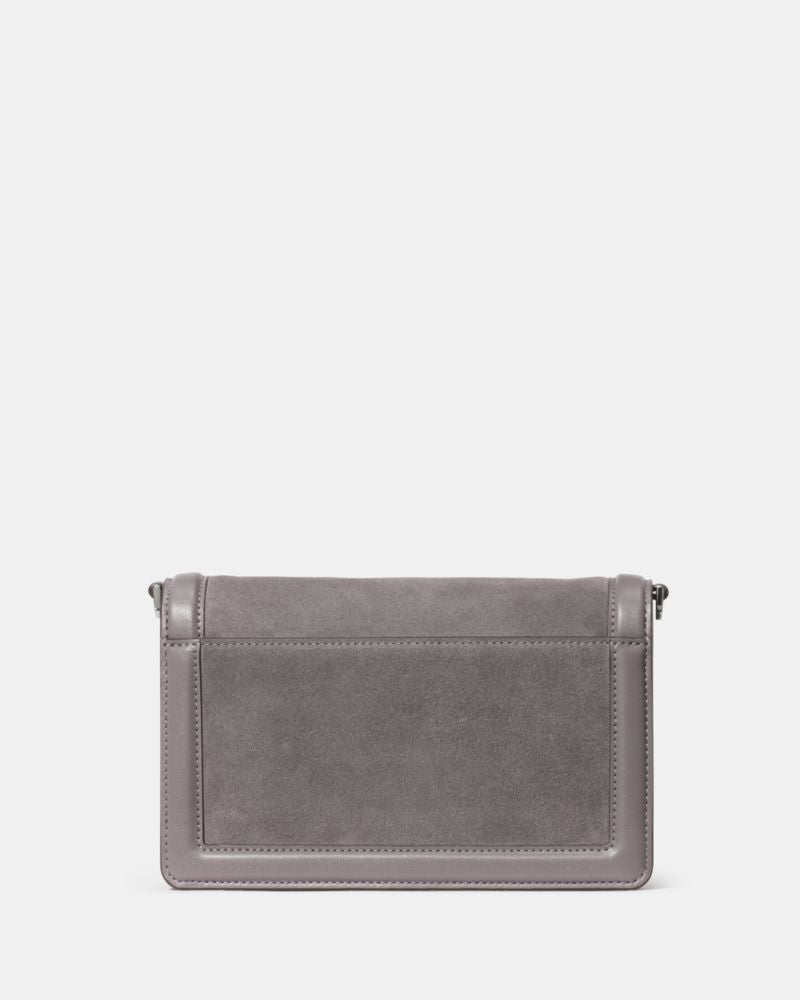 KateSpade Knott Suede Mini Flap Crossbody Hare Grey