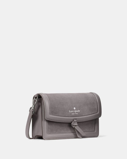 KateSpade Knott Suede Mini Flap Crossbody Hare Grey